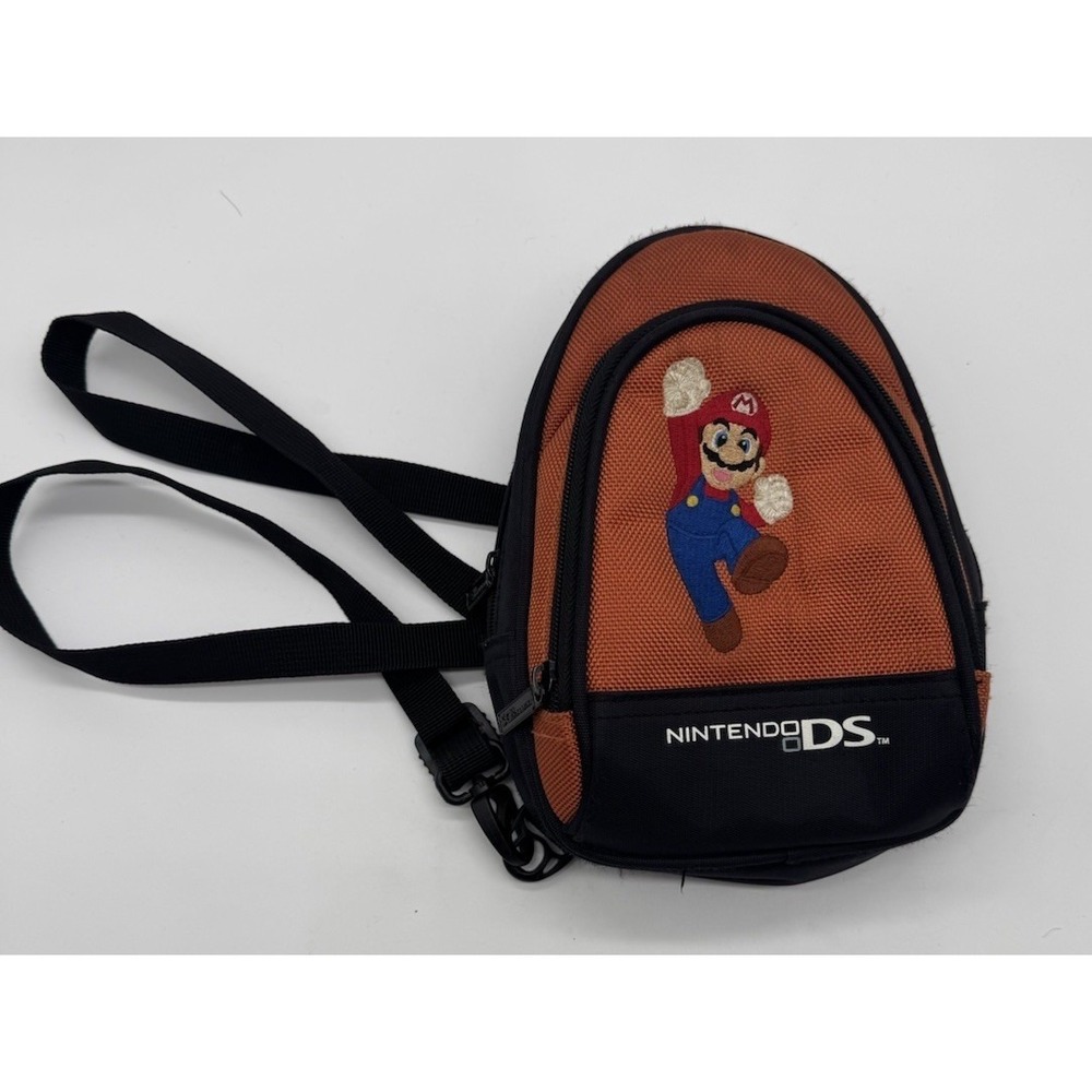 Original 2009 Nintendo DS x Mario Mini Backpack Carrying Case Holder Orange RARE